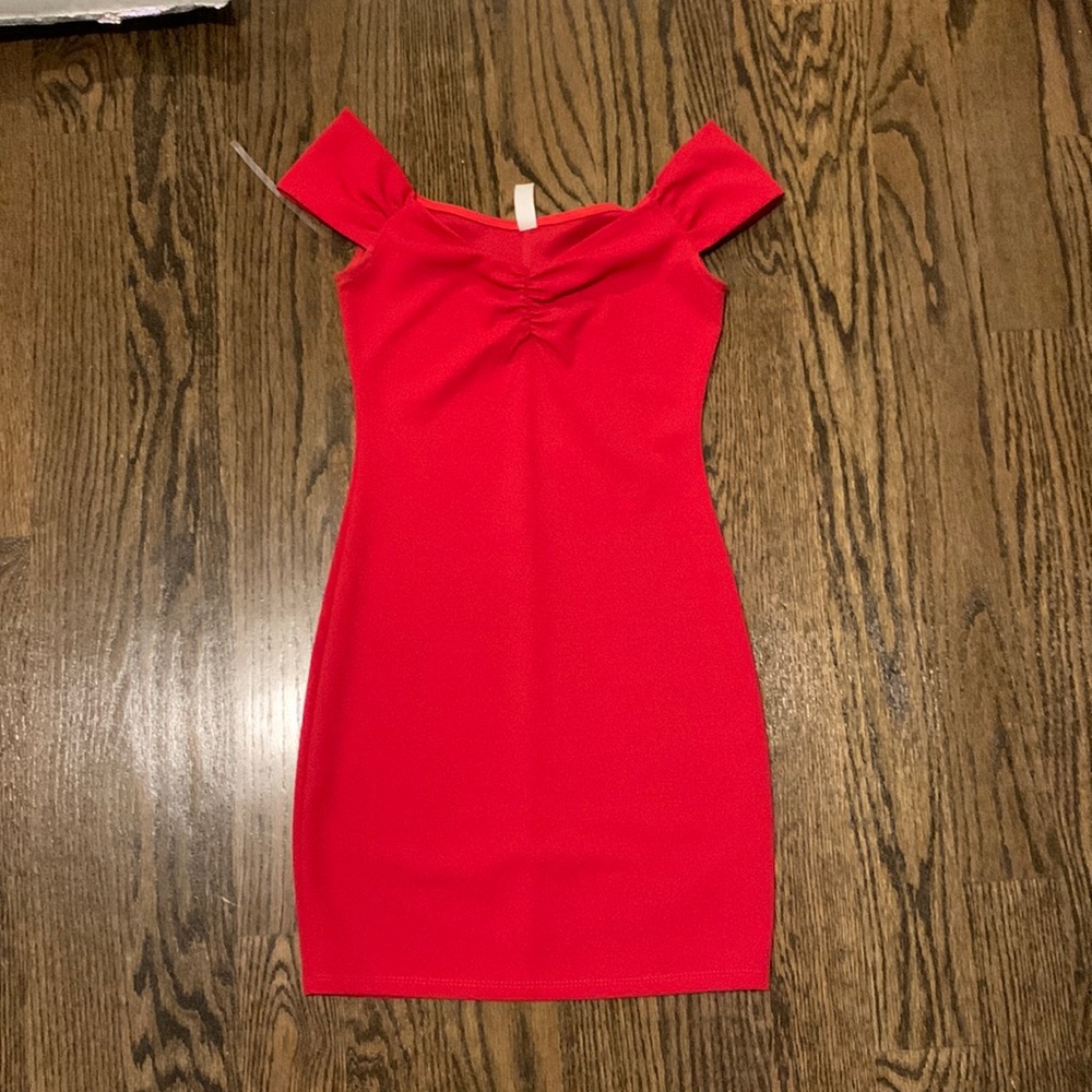 red blue blush mini dress